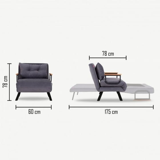 Πολυθρόνα Κρεβάτι 24mall Comfort από Ύφασμα/Μέταλλο 60x78 cm - Γκρι image 3