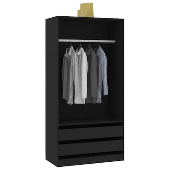 Μονόφυλλη Ντουλάπα Vidaxl από Μοριοσανίδα 100x50x200cm - Μαύρο image 3