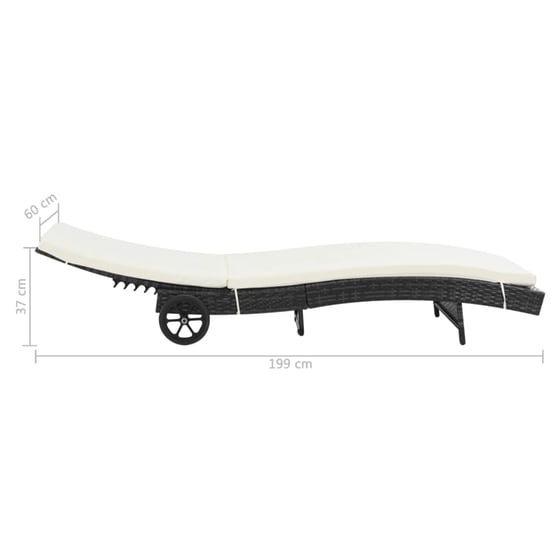 Ξαπλώστρα VidaXL από Συνθετικό Ρατάν 199x60x37 cm - Μαύρη image 5