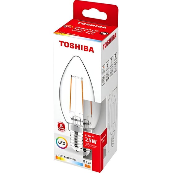 Λάμπα LED Toshiba Filament C35 E14 2.5W 2700K - Θερμό Λευκό image 1