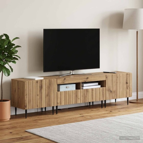 Έπιπλο Τηλεόρασης VidaXL με LED 5 τμχ 178 x 35 x 43 cm - Artisan Δρυς image 2
