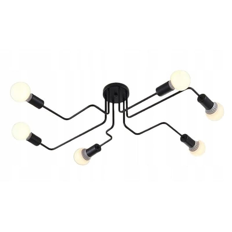 ARIA TRADE Κρεμαστό Μεταλλικό Φωτιστικό Οροφής Με 6 Υποδοχές Σε Μαύρο Χρώμα