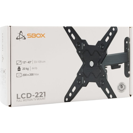 Βάση Τηλεόρασης Επιτοίχια Sbox LCD-221-2 με Βραχίονα 13" - 43" έως 20 kg image 6