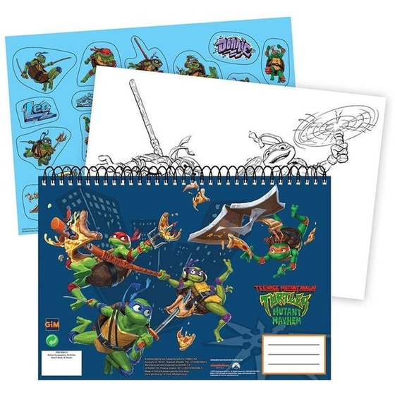 Μπλοκ Ζωγραφικής GIM Και Αυτοκόλλητα Ninja Turtles Α4 40 Φύλλων image 0