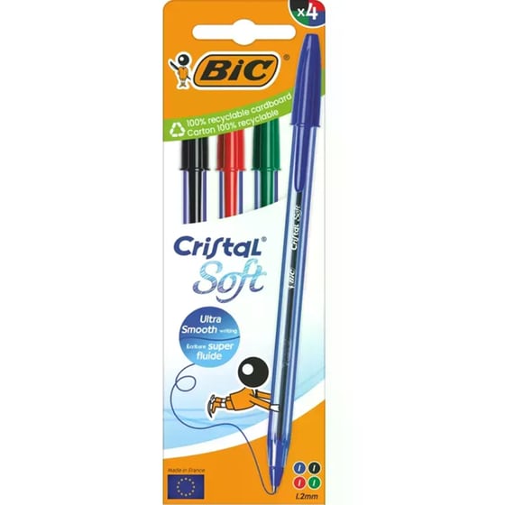 Στυλό Διαρκείας Bic Cristal Soft 4 Χρωμάτων 1.2mm (4 Τεμάχια) image 0