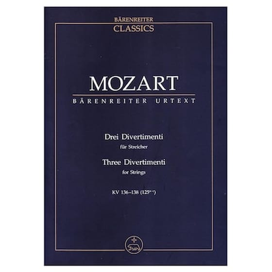 Βιβλίο Για Σύνολα Barenreiter Mozart - Three Divertimenti For Strings Kv 136-138 [pocket Score] image 0