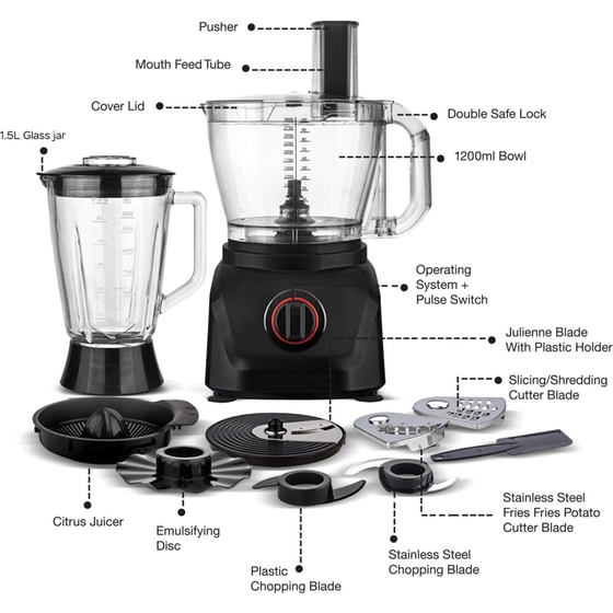 Πολυμίξερ TURBOTRONIC TT-FP900 900 W 3 L Μαύρο image 10