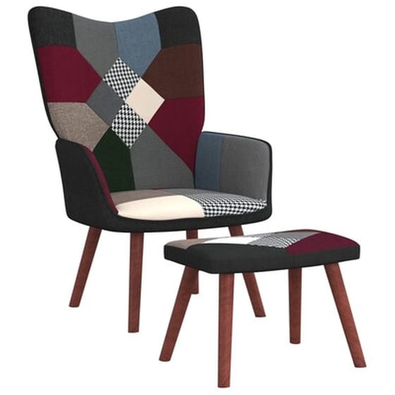 Πολυθρόνα Relax VidaXL Σχέδιο Patchwork από Ύφασμα με Σκαμπό - Πολύχρωμη image 0