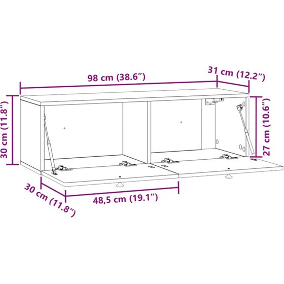 Επιτοίχιο Έπιπλο Τηλεόρασης VidaXL 98x31x30 cm image 10