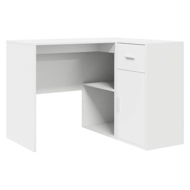 Γωνιακό Γραφείο VidaXL με Συρτάρι και Ράφι 102x88x75 cm - Λευκό