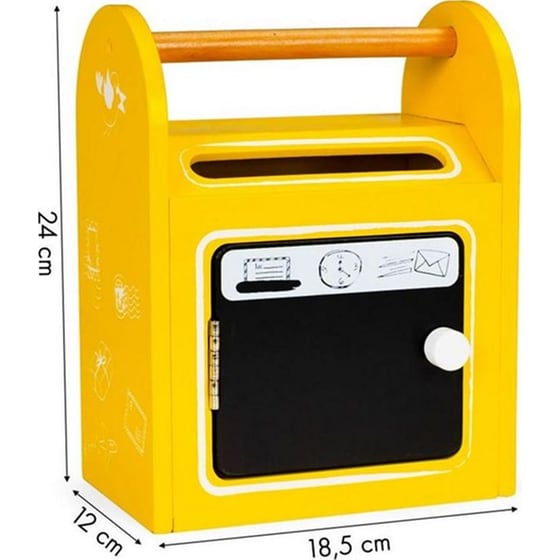 Ξύλινο Παιδικό Ecotoys  2623 Γραμματοκιβώτιο Με Μαυροπίνακα, Κιμωλίες & Καρτ Ποστάλ - 18.5x12x24 cm image 5