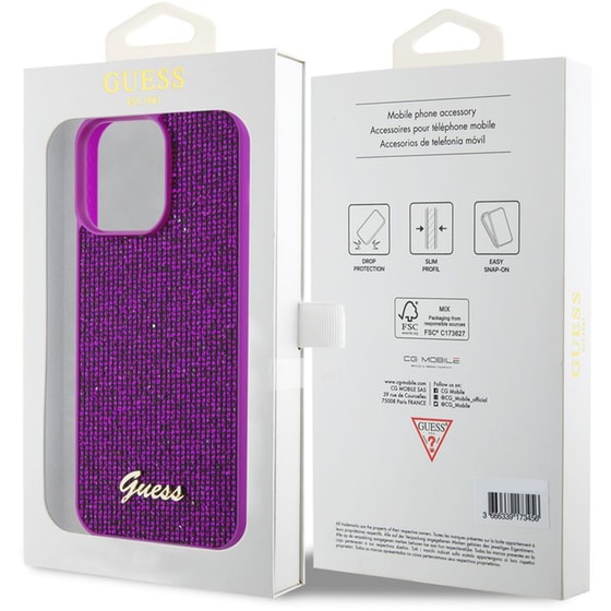Θήκη Apple iPhone 15 Pro Max - Guess Disco Script Metal Logo Collection - Φουξία image 1