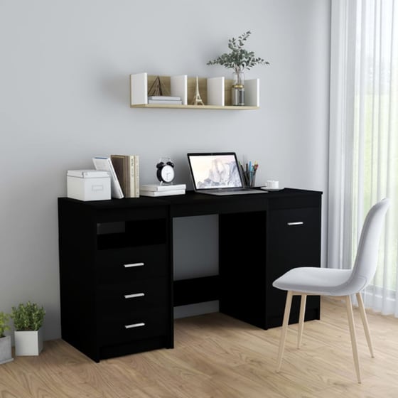 Γραφείο με Συρτάρια VidaXL από Μοριοσανίδα 140x50cm - Μαύρο image 1