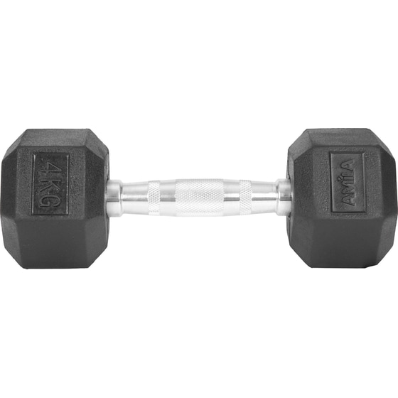 Βαράκι Εξάγωνο 4kg Amila Rubber Cover Class A 84536 από Χυτοσίδηρο - Μαύρο image 2
