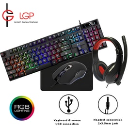 Lamtech LGP Mercury Σετ Gaming Πληκτρολόγιο με RGB φωτισμό & Ποντίκι & Ακουστικά & Mousepad