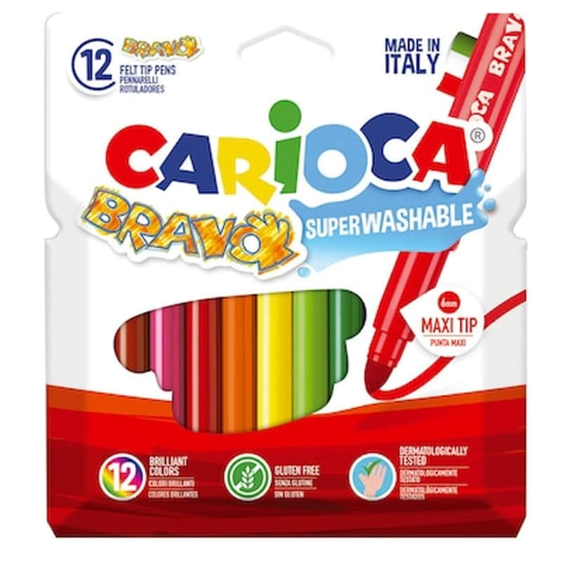 CARIOCA Carioca Bravo Μαρκαδόροι Washable 12 Χρώματα