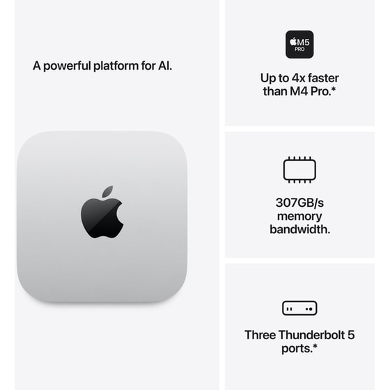 Apple Mac Mini with M5 Pro (M5 Pro/24GB/512GB SSD/15C CPU/16C GPU) - Silver image 1