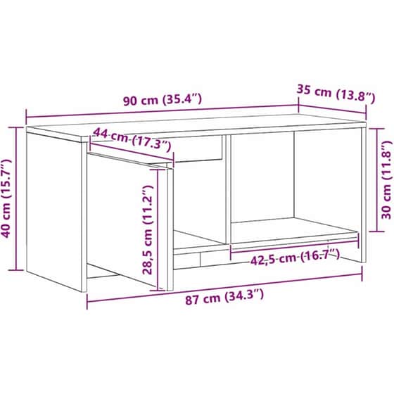 Έπιπλο Τηλεόρασης VidaXL 90 x 35 x 40 cm - Παλαιωμένο Ξύλο image 12