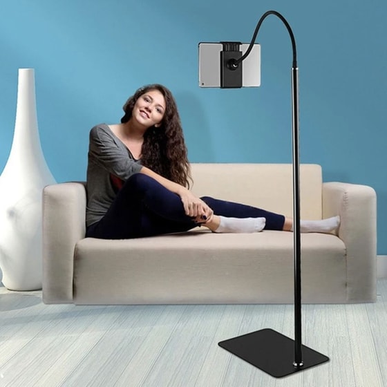 Βάση Στήριξης Tablet Μεταλλική Δαπέδου με Εύκαμπτο Βραχίονα - Μαύρο image 2