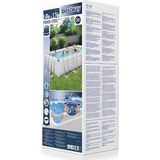 Oρθογώνια Πισίνα Bestway 56465 14.812Lt με Μεταλλικό Σκελετό, Φίλτρο & Κάλυμμα - Γκρι image 7