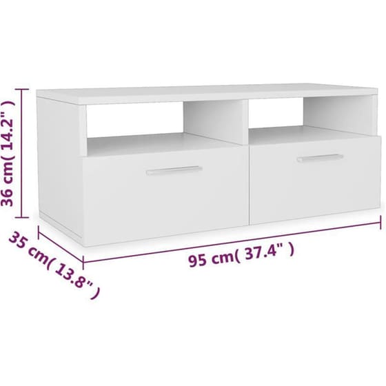 Έπιπλα Τηλεόρασης VidaXL Μοριοσανίδα 2 Τμχ 95x35x36cm - Λευκό image 4