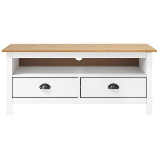 Έπιπλο Τηλεόρασης Hill Range Vidaxl Ξύλινο Πεύκου 110x40x47cm - Λευκό image 2