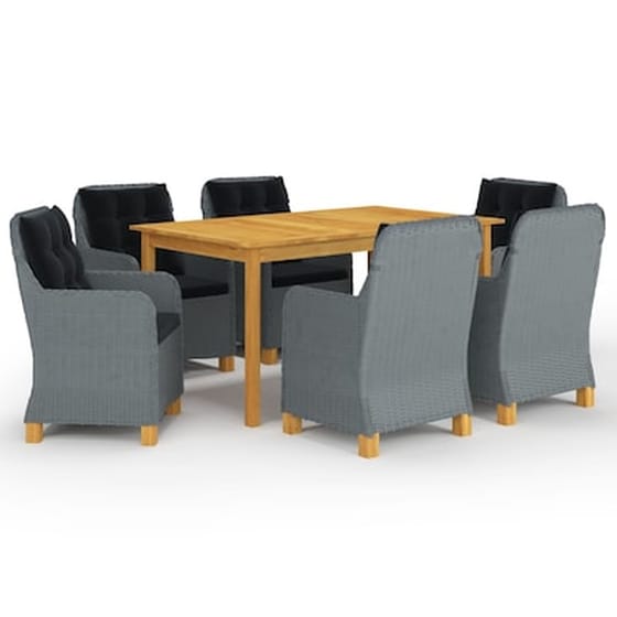 Vidaxl Σετ Τραπεζαρίας Κήπου 7 Τεμαχίων Ανοιχτό Γκρι image 1