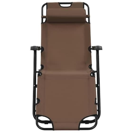 Ξαπλώστρες Παραλίας VidaXL 2 τμχ  Ατσάλινες Πτυσσόμενες Με Υποπόδια 175x61x87 cm- Καφέ image 3