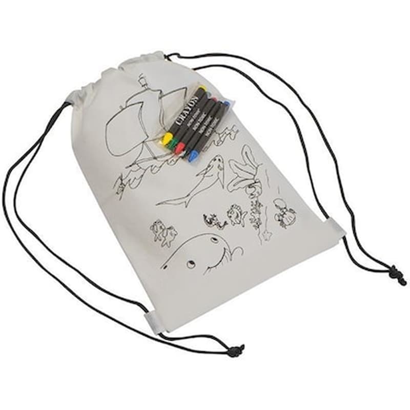 Τσάντα Πλάτης Λευκή Για Ζωγραφική Με 5 Κηρομπογιές Υ29,8×20.6×0.3εκ.