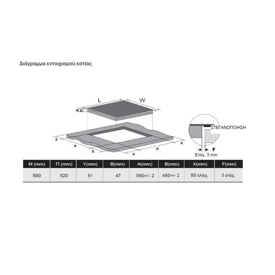 OMNYS CH641TFB & OV7009MRBL 70 Lt Μαύρο Εντοιχιζόμενος Σετ Φούρνος και Εστία image 14