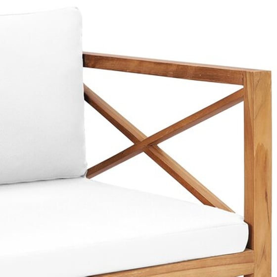 Vidaxl Παγκάκι Κήπου Από Μασίφ Ξύλο Teak Με Κρεμ Μαξιλάρια image 5