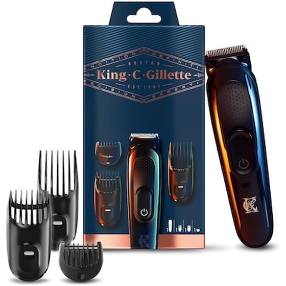 Trimmer GILLETTE x BRAUN King C. Gillette Επαναφορτιζόμενο με 3 Εξαρτήματα Κοπής Μαύρο image 1