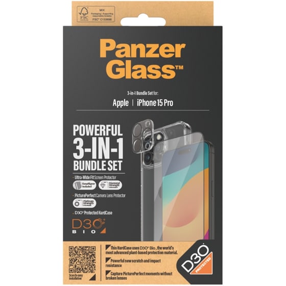 Θήκη & Προστασία Οθόνης / Καμερών Apple iPhone 15 Pro - PanzerGlass Bundle Hardcase with D30 - Διάφανο image 1