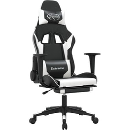 Καρέκλα Gaming VIDAXL 3143704 με Υποπόδιο από Τεχνητό Δέρμα - Μαύρο