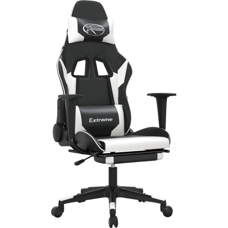 Καρέκλα Gaming VIDAXL 3143704 με Υποπόδιο από Τεχνητό Δέρμα - Μαύρο