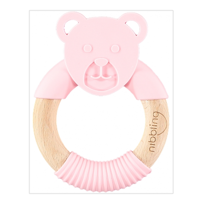 NIBBLING Μασητικό-κρίκος Οδοντοφυίας Nibbling Ted Bear Pink Ροζ Br74238