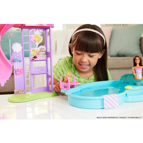 Barbie Dream Pool Playset With Slide & Bubbling Hot Tub image 10