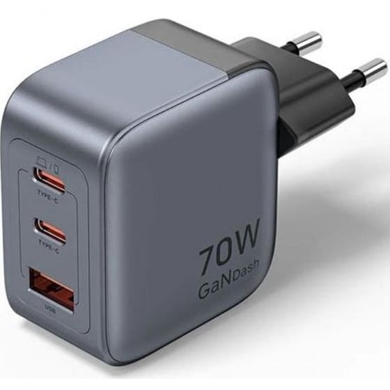 Φορτιστής Πρίζας Vention FEXH0-EU Gan USB-C/USB-A 70W - Γκρι image 0