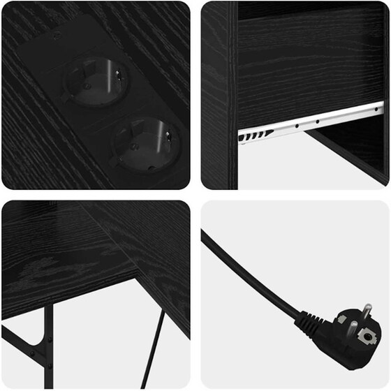 Γραφείο VidaXL από Επεξεργασμένο Ξύλο 182x101x87,5 cm - Μαύρη Οξιά image 8