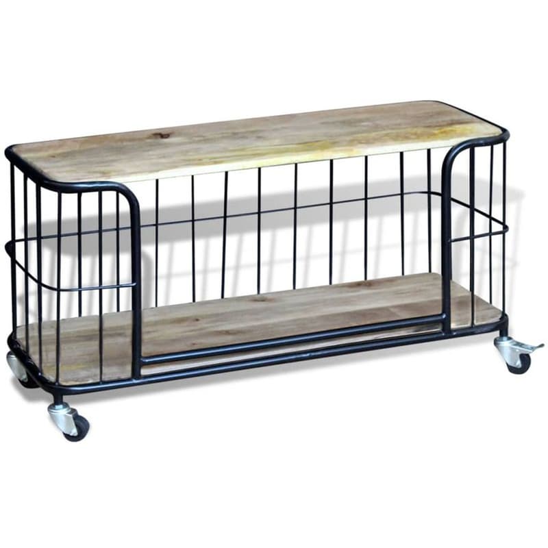 Έπιπλο Τηλεόρασης VidaXL από Ξύλο Με Ροδάκια 100x40x45cm - Kαφέ/Μπεζ