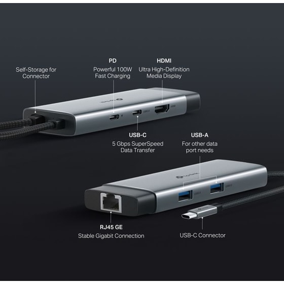 Hub USB Type-C 6-Port Hub TP-LINK USB-C/2x USB/MSD/HDMI/ET image 3