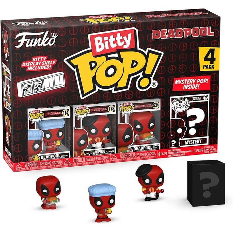 FUNKO Funko Bitty Pop! Marvel - Deadpool (Bathtime), Deadpool (Flamenco), Deadpool (Supper Hero) And Chase Mystery 4-Pack