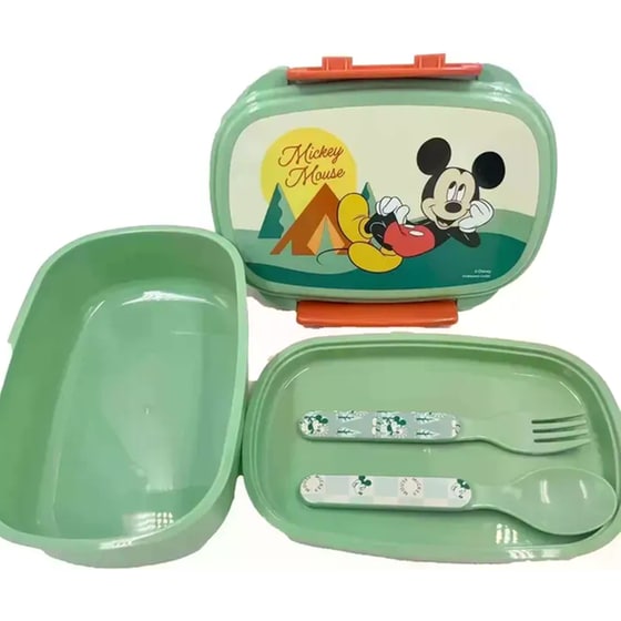 Σετ Φαγητοδοχείο Gim Με Κουτάλι & Πιρούνι Mickey Πράσινο image 1