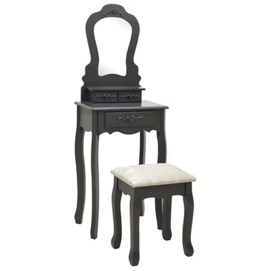 Vidaxl Μπουντουάρ Με Σκαμπό Γκρι 50 X 59 X 136 Εκ. Από Ξύλο Παυλώνιας image 1