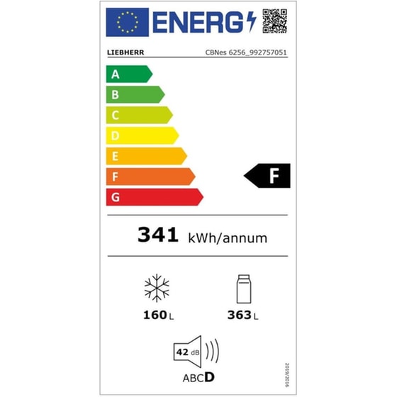 Ψυγείο Ντουλάπα LIEBHERR CBNes 6256 No Frost 523 Lt με BioFresh, DuoCooling και Child lock - Inox image 6