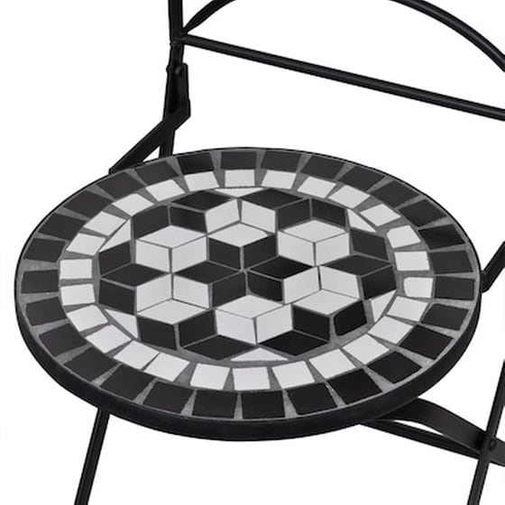 Καρέκλες Vidaxl Bistro Πτυσσόμενες Κεραμικές 2 Τεμ. 37x44x89cm - Μαύρο/Λευκό image 4