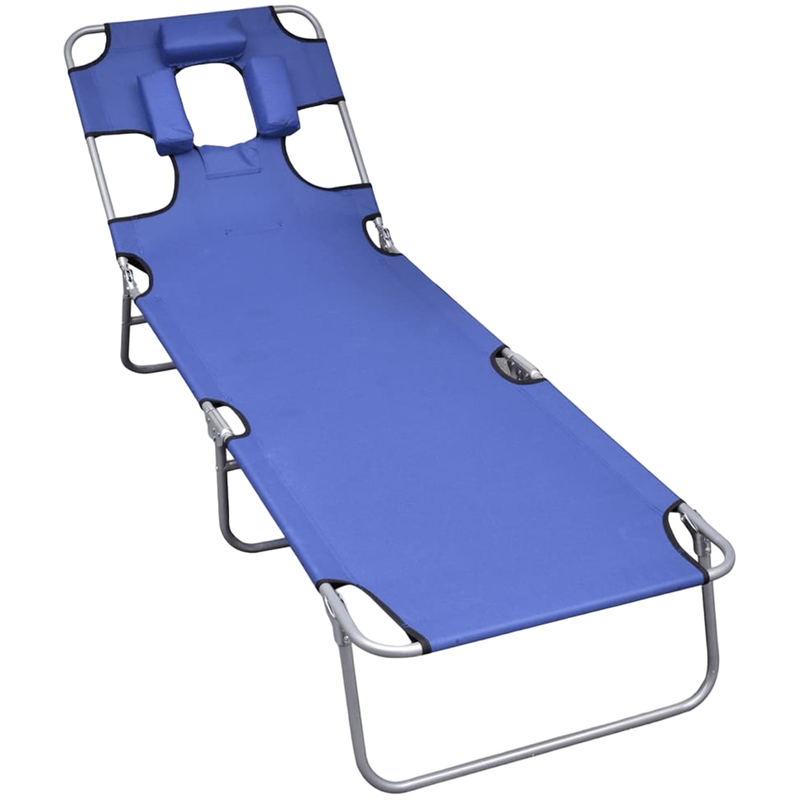 Ξαπλώστρα Παραλίας/ Κήπου VidaXL Ατσάλινη με Προσκέφαλο 189x58x27 cm - Μπλε