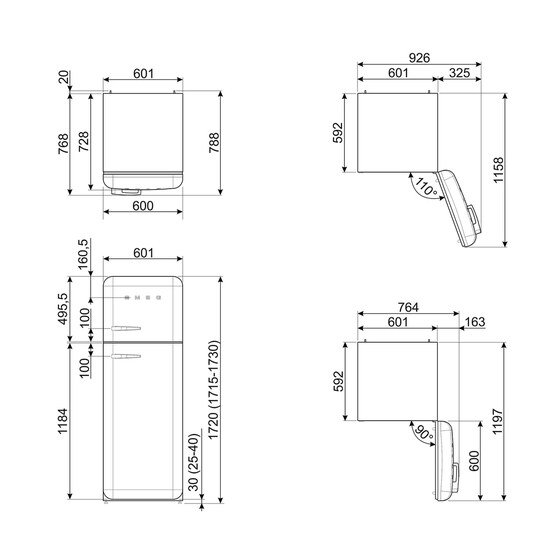 SMEG FAB30RPB6 294 Lt Μπλε Δίπορτο Ψυγείο image 9