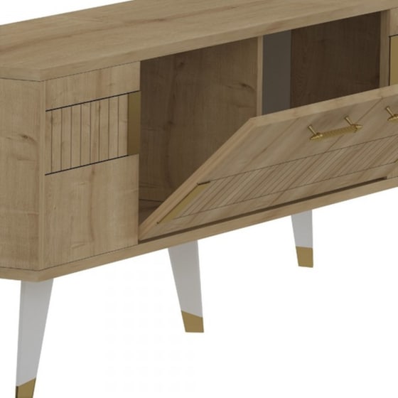 Έπιπλο Τηλεόρασης 24Mall Moda από Μοριοσανίδα 150x35x53.2 cm - Μπεζ/Χρυσό image 2