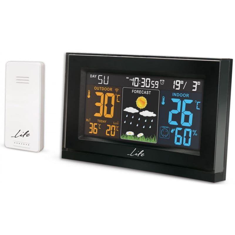 Μετεωρολογικός Σταθμός Life Tundra Curved με ασύρματο εξωτερικό αισθητήρα - Μαύρο